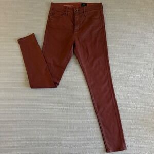 AG Adriano Goldschmied Farrah Skinny Ankle Coated Jeans Burgundy High‎ Rise 26R